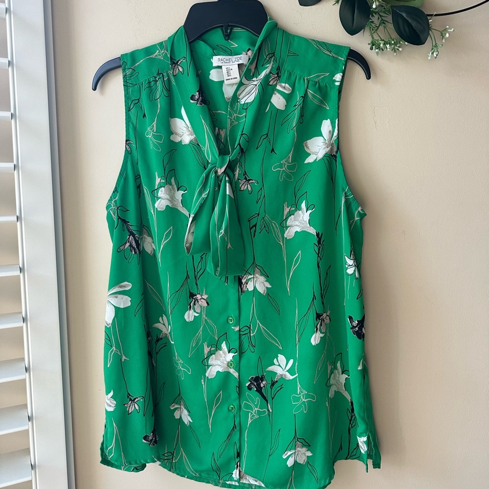 Rachel Zoe Green Floral Sleeveless Blouse